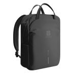 Sac à dos extensible en tissu recyclé avec zip Duo‑Zipper 16” couleur noir vue avec logo