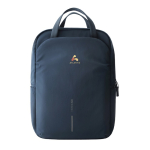 Sac à dos extensible en tissu recyclé avec zip Duo‑Zipper 16” couleur bleu marine vue avec logo
