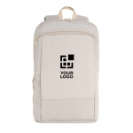 Sac à dos ultra‑fin en RPET au design extensible 15,6” couleur beige avec zone d'impression