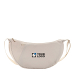 Sac bandoulière XL en RPET avec poche extérieure et sangle ajustable couleur beige avec zone d'impression