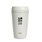 Tasse thermos en acier recyclé avec couvercle 360°, 354 ml Topl To Go couleur blanc avec zone d'impression