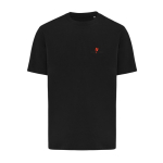 T‑shirt unisexe en coton recyclé 220 g/m² IQONIQ Nikko couleur noir vue avec logo
