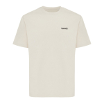 T‑shirt unisexe en coton recyclé 220 g/m² IQONIQ Nikko couleur beige vue avec logo