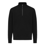 Pull demi‑zip en coton recyclé 300 g/m² Iqoniq Elgon couleur noir