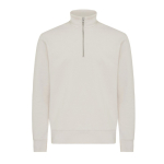 Pull demi‑zip en coton recyclé 300 g/m² Iqoniq Elgon couleur champagne