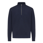 Pull demi‑zip en coton recyclé 300 g/m² Iqoniq Elgon couleur bleu marine