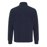Pull demi‑zip en coton recyclé 300 g/m² Iqoniq Elgon couleur bleu marine deuxième vue