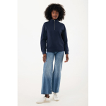 Pull demi‑zip en coton recyclé 300 g/m² Iqoniq Elgon couleur bleu marine vue avec modèle