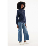 Pull demi‑zip en coton recyclé 300 g/m² Iqoniq Elgon couleur bleu marine deuxième vue avec modèle