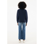 Pull demi‑zip en coton recyclé 300 g/m² Iqoniq Elgon couleur bleu marine quatrième vue avec modèle