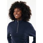 Pull demi‑zip en coton recyclé 300 g/m² Iqoniq Elgon couleur bleu marine cinquième vue avec modèle