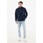 Pull demi‑zip en coton recyclé 300 g/m² Iqoniq Elgon couleur bleu marine