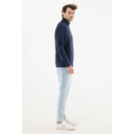 Pull demi‑zip en coton recyclé 300 g/m² Iqoniq Elgon couleur bleu marine