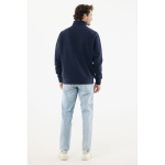 Pull demi‑zip en coton recyclé 300 g/m² Iqoniq Elgon couleur bleu marine