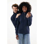 Pull demi‑zip en coton recyclé 300 g/m² Iqoniq Elgon couleur bleu marine