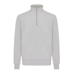 Pull demi‑zip en coton recyclé 300 g/m² Iqoniq Elgon couleur gris clair chiné