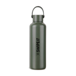 Gourde isotherme en acier inoxydable recyclé avec anse 600 ml couleur vert vue avec logo