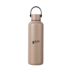 Gourde isotherme en acier inoxydable recyclé avec anse 600 ml couleur ivoire vue avec logo