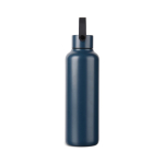 Gourde isotherme en acier inoxydable recyclé avec anse 600 ml couleur bleu marine deuxième vue
