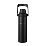 Gourde isotherme en acier recyclé avec anse et double ouverture 600 ml couleur noir