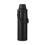 Gourde isotherme en acier recyclé avec anse et double ouverture 600 ml couleur noir troisième vue