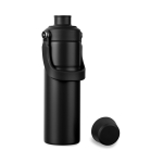 Gourde isotherme en acier recyclé avec anse et double ouverture 600 ml couleur noir quatrième vue