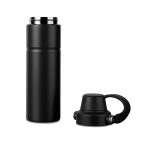 Gourde isotherme en acier recyclé avec anse et double ouverture 600 ml couleur noir cinquième vue