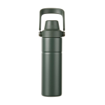 Gourde isotherme en acier recyclé avec anse et double ouverture 600 ml couleur vert