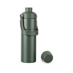 Gourde isotherme en acier recyclé avec anse et double ouverture 600 ml couleur vert quatrième vue