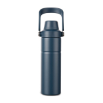 Gourde isotherme en acier recyclé avec anse et double ouverture 600 ml couleur bleu marine