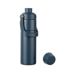 Gourde isotherme en acier recyclé avec anse et double ouverture 600 ml couleur bleu marine quatrième vue