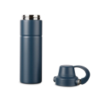 Gourde isotherme en acier recyclé avec anse et double ouverture 600 ml couleur bleu marine cinquième vue