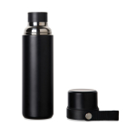 Thermos en acier inoxydable recyclé avec anse de transport 750 ml couleur noir troisième vue