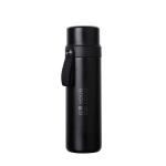 Thermos en acier inoxydable recyclé avec anse de transport 750 ml couleur noir avec zone d'impression