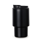 Tasse à emporter en acier recyclé avec couvercle rabattable 350 ml couleur noir deuxième vue