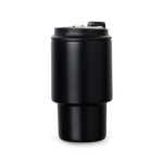 Tasse à emporter en acier recyclé avec couvercle rabattable 350 ml couleur noir troisième vue