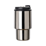 Tasse à emporter en acier recyclé avec couvercle rabattable 350 ml couleur argenté brillant quatrième vue