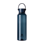 Bouteille RPET minimaliste avec couvercle en acier et anse 550 ml couleur bleu marine vue avec logo