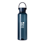 Bouteille RPET minimaliste avec couvercle en acier et anse 550 ml couleur bleu marine avec zone d'impression