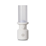 Lampe de table recyclée avec batterie rechargeable et régulateur couleur blanc vue avec logo