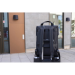 Sac à dos recyclé avec poche frontale et sangle arrière de voyage 16” couleur noir