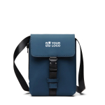Sac à bandoulière urbain recyclé au design léger avec accès latéral couleur bleu marine avec zone d'impression
