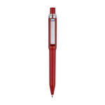 Stylo en plastique recyclé avec clip et anneau chromé encre bleue couleur bordeaux première vue