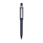 Stylo en plastique recyclé avec clip et anneau chromé encre bleue couleur bleu première vue