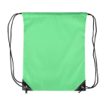 Sac à dos à cordes polyester avec coins et cordes noirs couleur vert clair première vue