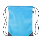 Sac à dos à cordes polyester avec coins et cordes noirs couleur bleu ciel première vue