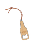 Décapsuleur en forme de bouteille avec cordon à suspendre couleur marron avec zone d'impression