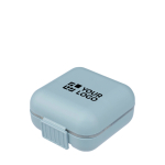 Pilulier en plastique avec 5 compartiments individuels couleur bleu ciel avec zone d'impression