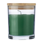Bougie parfum vanille dans bocal en verre avec couvercle bambou couleur vert première vue