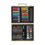 Coffret en bois avec poignée de transport et 66 pièces à colorier deuxième vue